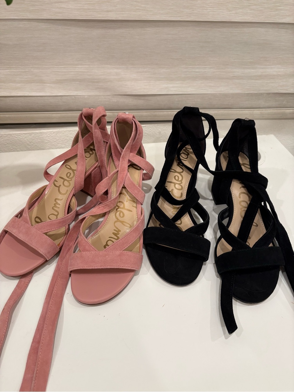 2 Pairs Sam Edelman Ankle Wrap Up Suede Sandals